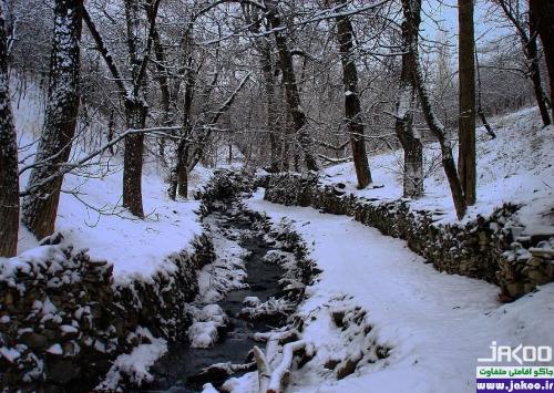 طبیعت زمستانی روستای دیدنی کنگ طرقبه
